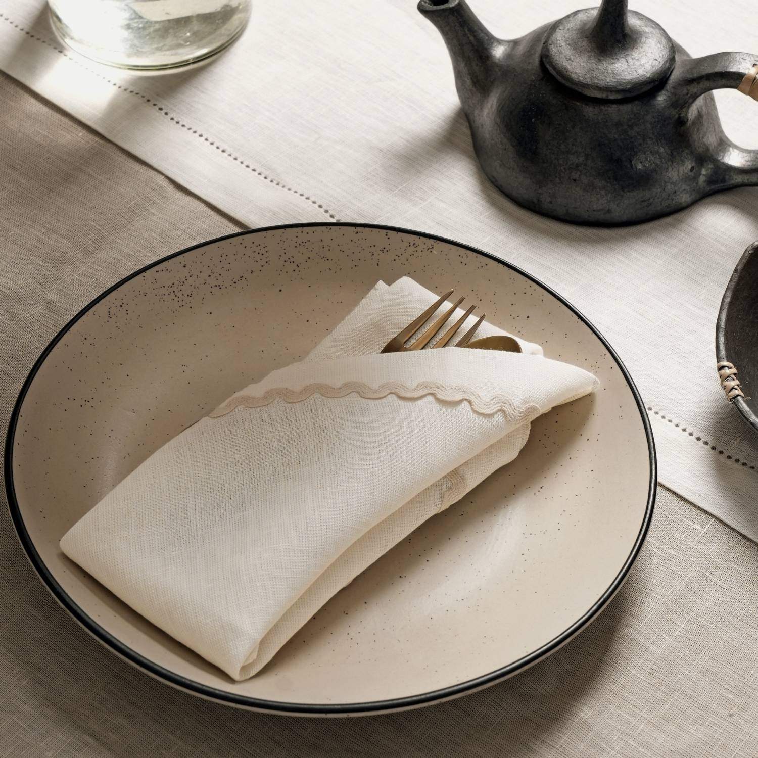 100% Linen Ric Rac Lace Napkins