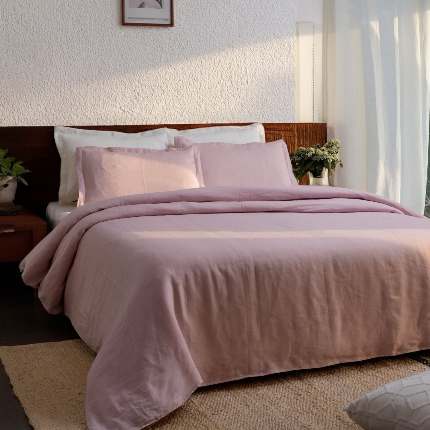 Dusty Rose Linen Duvet Cover Set