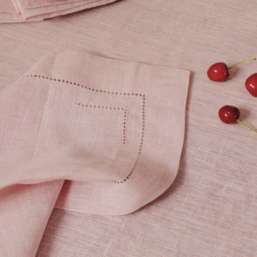 Dusty Rose 100% Linen Incomplete Hemstitch Napkins