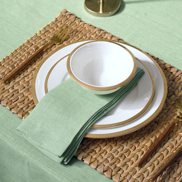 Sage Green 100% Linen Plain Napkins