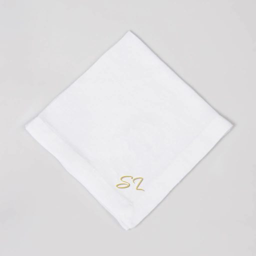 Personalized Embroidered White Linen Napkins