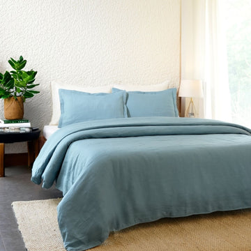 Dusty Blue Linen Duvet Cover Set