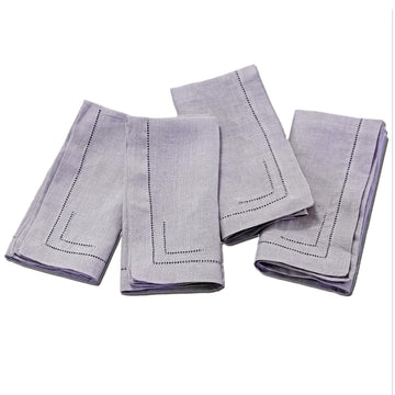 Lavender 100% Linen Incomplete Hemstitch Napkins