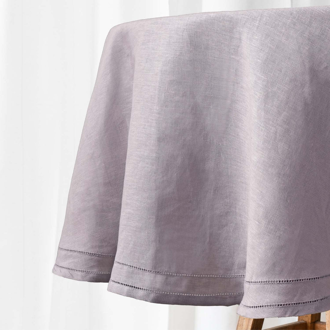 Lavender 100% Linen Double Hemstitch Round Tablecloth