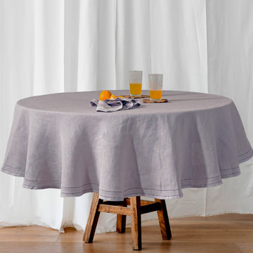 Lavender 100% Linen Double Hemstitch Round Tablecloth