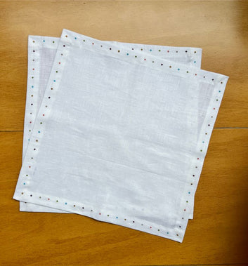 Linen Napkins With Multi-colored Polka Dots