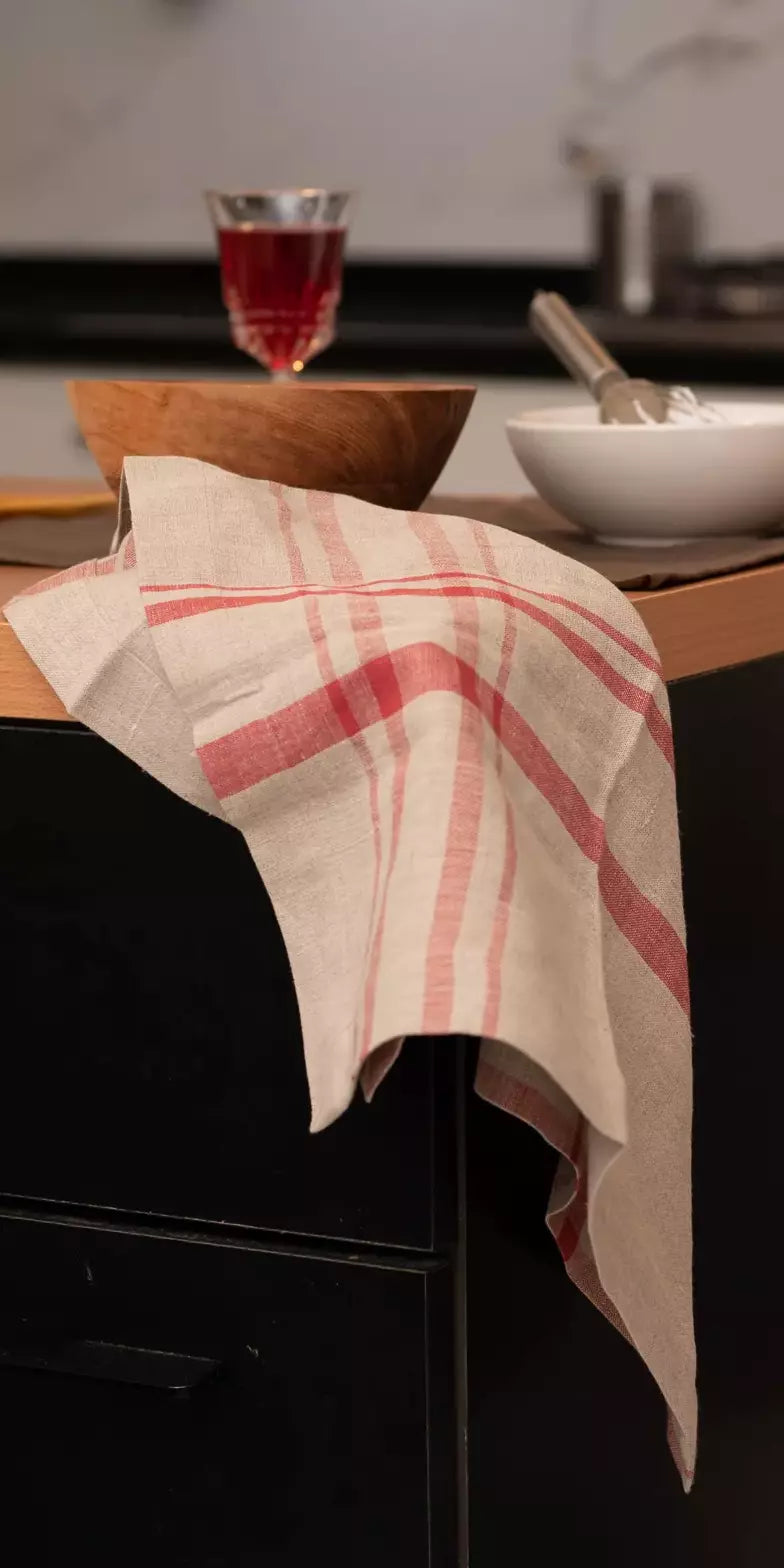 Passionflower Linen Kitchen Towels Set/2